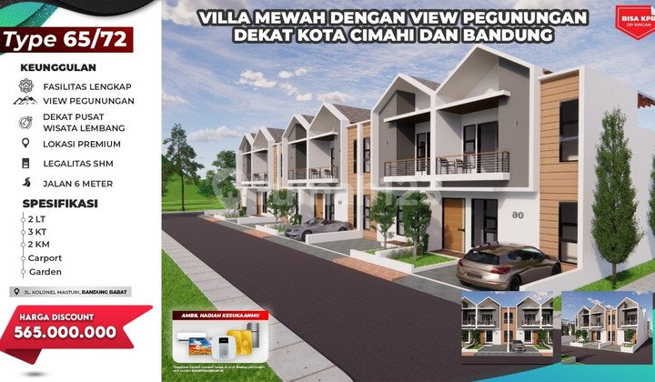 Rumah Villa 2 lantai baru cluster Archadia Cisarua Kolmas 490 JT KPR 2