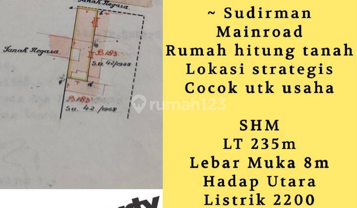 Rumah Hitung Tanah Cocok Utk Usaha Posisi Strategis Di Sudirman Mainroad Bandung Rumah Unfurnished Butuh Renovasi SHM - Sertifikat Hak Milik di Jalan Jend Sudirman Mainroad Bandung, Sudirman 1