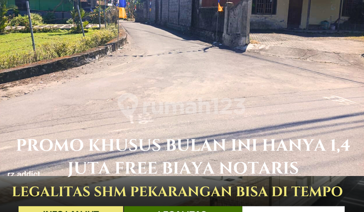 PROMO HARGA TANAH PEKARANGAN DI SLEMAN UTARA DEKAT KOPI KLOTOK HANYA 1 JUTAAN FREE BIAYA NOTARIS 