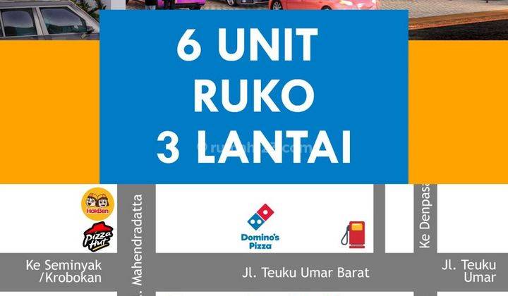 Ruko Baru 3 lantai 6 unit di Jalan Mahendradatta Selatan Denpasar Barat  1