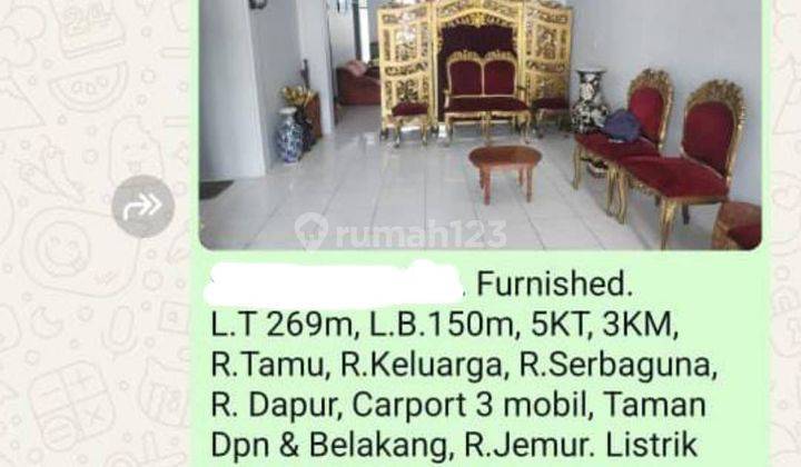 Disewa Rumah Gandul Cinere Non Cluster, Luas Tanah 269M, bangunan 1 lantai 150M, 5 kamar tidur, 3 carport, harga sewa 62,5 JT Nego Ida 1
