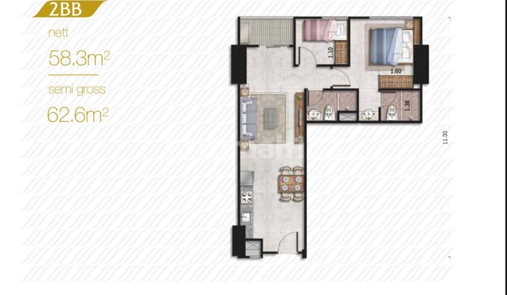 Dijual Apartemen Grand Madison Central Park 2BR Uk 58.3 m² at Jakarta Barat
Dijual Apartemen Grand Madison Central Park 2BR Uk 58.3 m² at Jakarta Barat