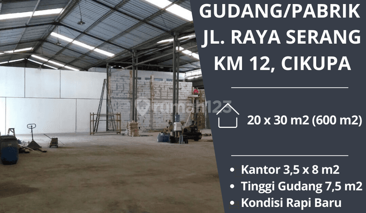 DISEWAKAN: Pabrik/Gudang di Cikupa, dekat Bitung Jln. Raya Serang KM 12 1