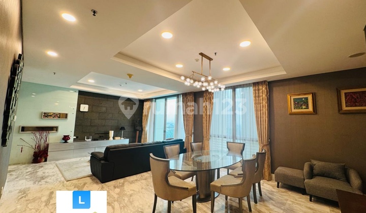 For Rent Apartment Senayan City Residence 3 Bed Became 2 Bed Sz 207m2 Furnish Private Lift, View Golf 