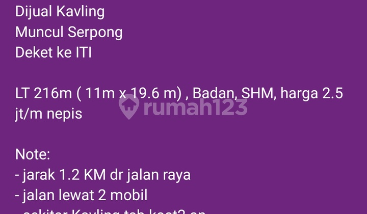 KAVLING MURAH DEKAT ITI, COCOK BUAT KOST DAN INVEST 2