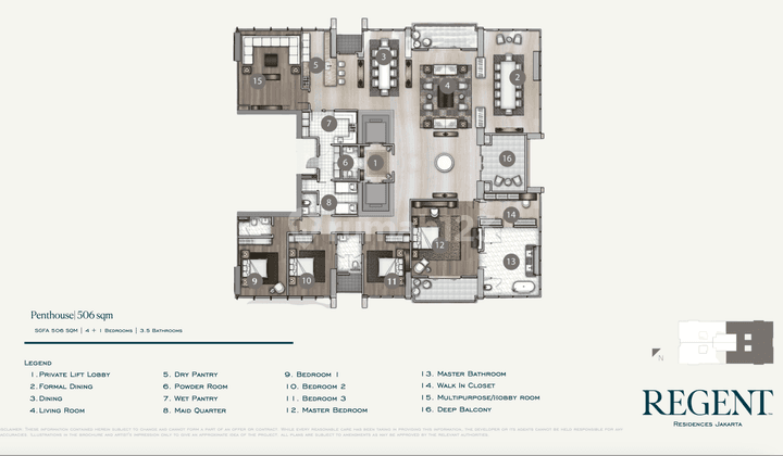 Di Jual Apartemen Mewah , Penthouse Regent Residence  2