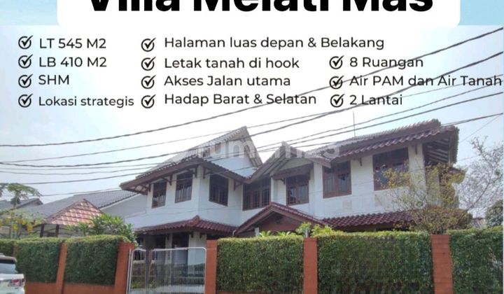 Rumah Dijual 2 Lantai Huk Di Serpong Villa Melati Mas