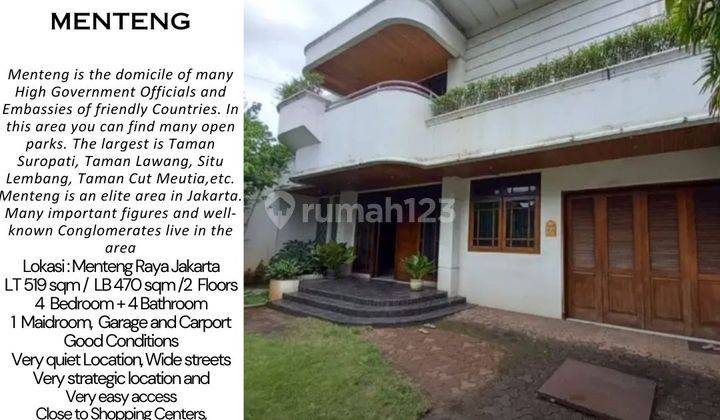 Dijual Rumah Menteng Jakarta, Luas 519 M2, Nyaman, Asri, Only 39 M, Call David Supit 0812 9709 7777 1