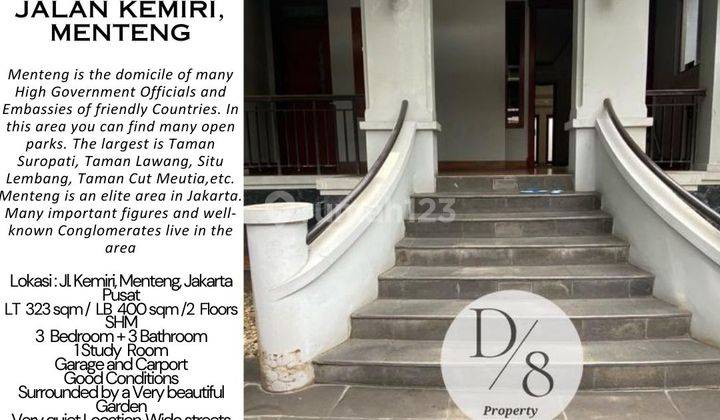 For Sale Rumah di Jl. Kemiri Menteng 323m2, Lokasi Aman Dan Nyaman, 19,5 M, Harga Terendah di Menteng, Call Me Immediately David Supit 0812 9709 7777 1