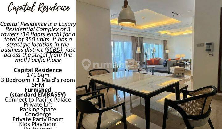 Jual Capital Residence 171m2, Furnished Embassy Standard , Barang Langka, Ready Show Unit On Location, Super Murah Hanya 9 M, Call David Supit 0812 9709 7777 1