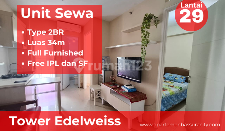 Sewa 2br Tahunan Apartemen Bassura City Tower Edelweiss