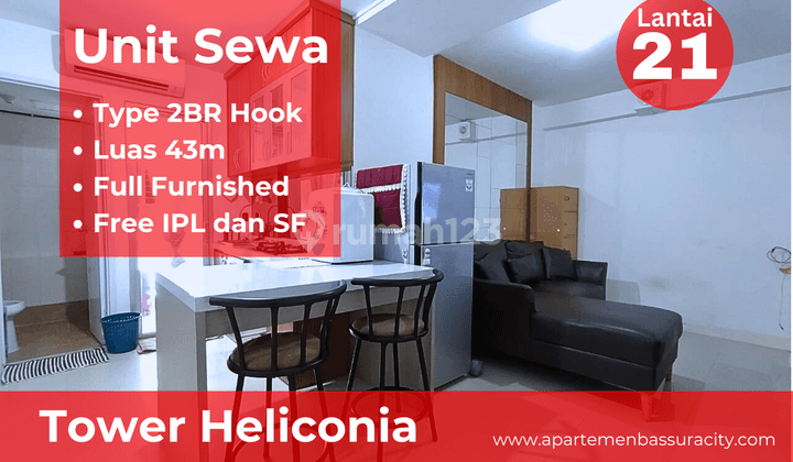 Sewa Tahunan 2br Hook Paling Luas Apartemen Bassura City 1