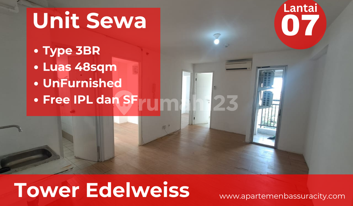 Sewa 3br Kosongan Apartemen Bassura City Free Ipl