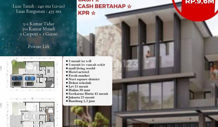 Rumah 3 Lantai Baru Unfurnished di Kota Wisata Cibubur, Jakarta Timur 1