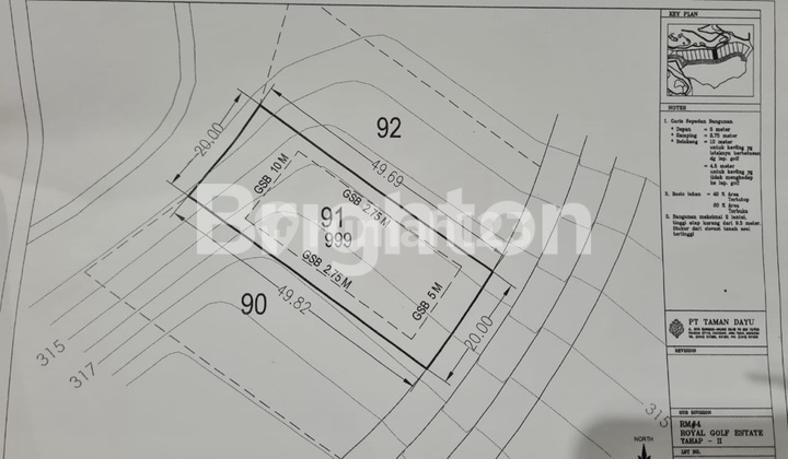 Tanah Kavling Termurah di Taman Dayu Royal Golf Estate Extension Pasuruan