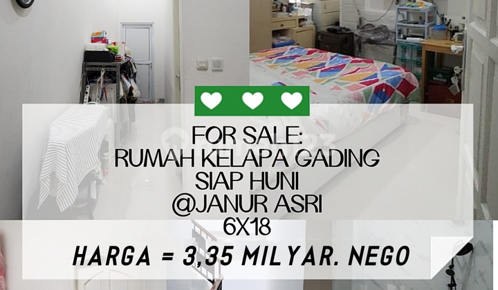 Urgent Sale!!! Rumah Rapi 6X18 di Janur Asri Kelapa Gading Urgent Sale!!! Rumah Rapi 6X18 di Janur Asri Kelapa Gading