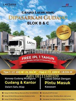 Gudang Kantor Laksana Bussines Park Multiguna Free Ipl 1 Tahun 2