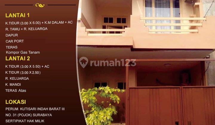 Rumah 2 Lantai Kutisari Indah Barat Surabaya SHM 1