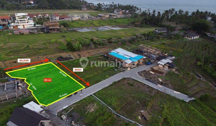 590m2 land with rice field and sea views in Cemagi...only 200 meters to Cemagi Beach and bonus design of 2 villa units by Lumbung Architect  1