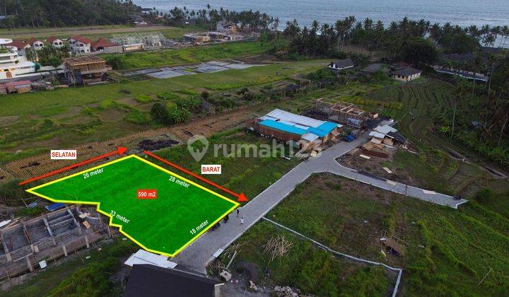 590m2 land with rice field and sea views in Cemagi...only 200 meters to Cemagi Beach and bonus design of 2 villa units by Lumbung Architect  2