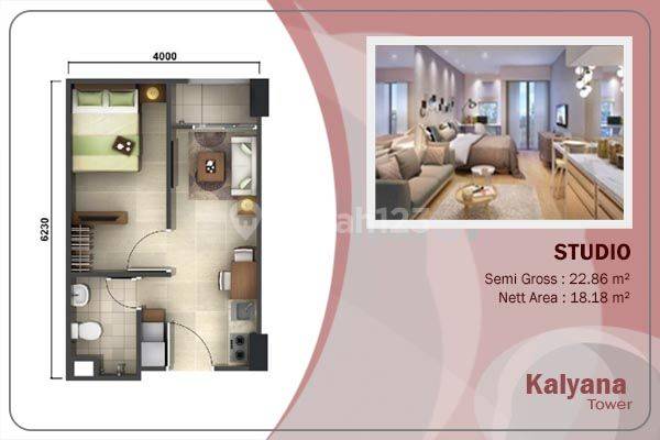 Apartemen Akasa Pure Living Serpong BSD View Pool, Studio, Tower Kalyana, Gandeng Boleh Beli Satuan 2