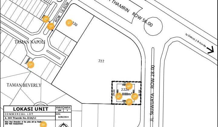 Ready-to-Build Commercial Land on Jl MH Thamrin Sri Wijaya Lippo Cikarang