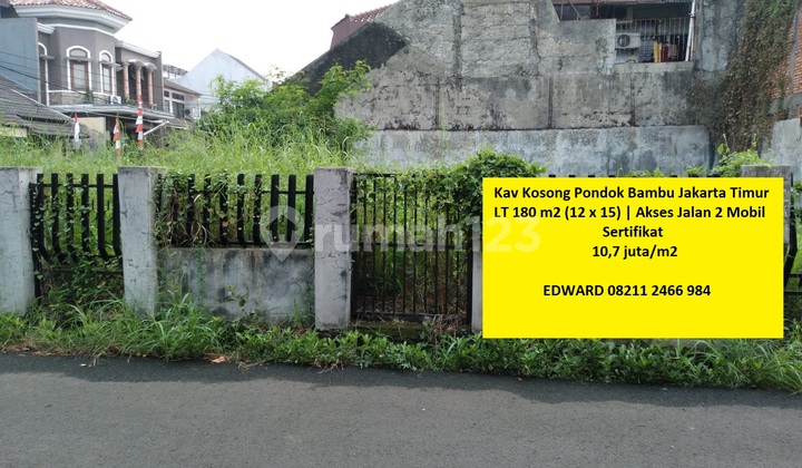 Harga Miring!!! Strategis Nyaman No Banjir. Pondok Bambu Jakarta Timur