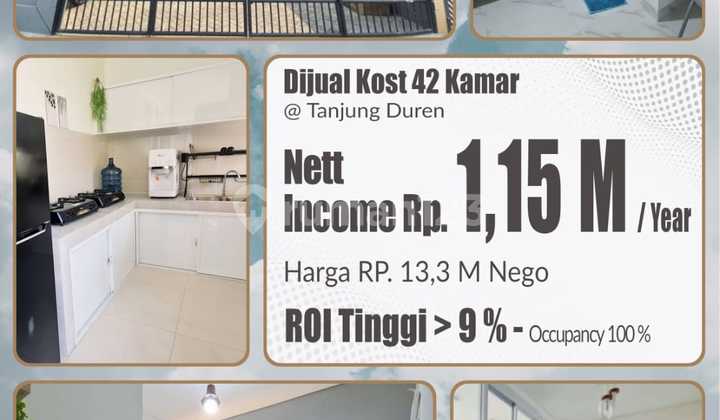 For Sale New Boarding House in Tanjung Duren 42 Rooms ROI 9% Great Location Wide Road 1