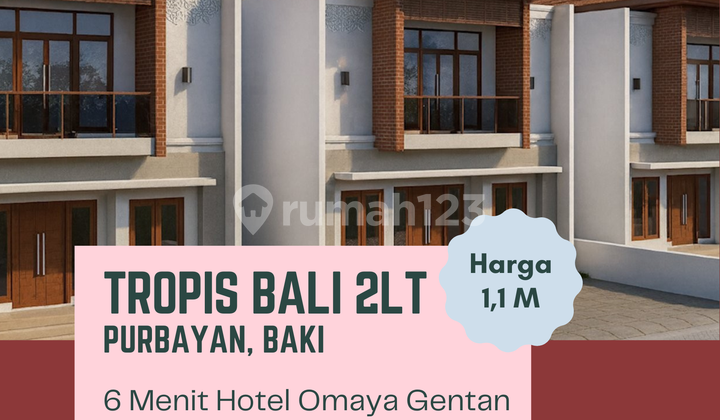 Rumah 2 Lt ala Bali Gentan Solo, Dekat ke Pusat Kota, 1 M-an