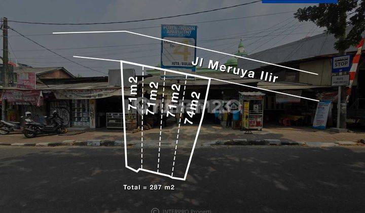 Tanah Dijual 287m2 Jl Meruya Ilir Meruya Utara Depan Taman Aries 2