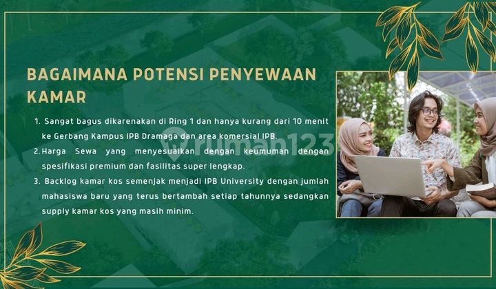 Rate Of Investment Tinggi. Investasi Aman Solusi Kenyamanan Finansial, Sumber Pasif Income. Rumah Kos Shm Lokasi Ring 1 Kampus Ipb. Autopilot: Ada Management Kos. Potensi Sewa Tinggi. Fasilitas Kos Lengkap (study Area, Kantin, Laundry, Mini Market, Cafe