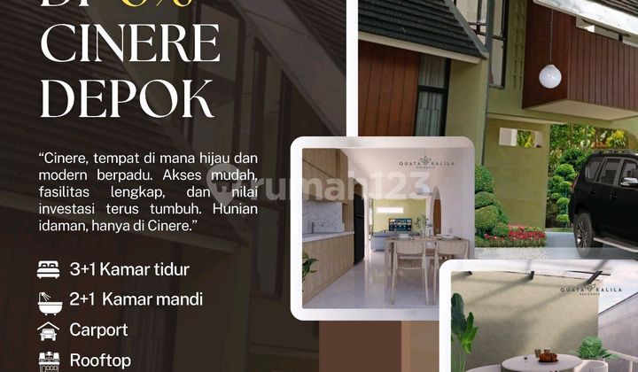 Cluster Rumah Baru One Gate System, di Kawasan Elite Cinere. Dekat Pintu Tol Brigif, Tol Desaricuma 10-11 Menit Menuju Jakarta atau Depok. . Free Biaya Surat-Surat. Dekat Sekolah Tk - Smu., Klinik, Rs,