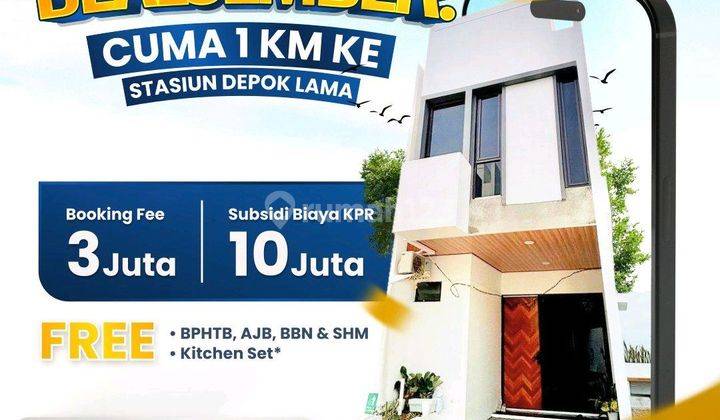 Cluster One Gate. Rumah Baru 2 Lantai Siap Huni  Furnished, Bagus, Syariah, Sertifikat Hak Milik, Kota Depok. Dekat Ke Gdc, Stasiun Depok Lama,universitas,rs, Mall. Akses Mudah, Jalur Angkot. Dekat Margonda   1