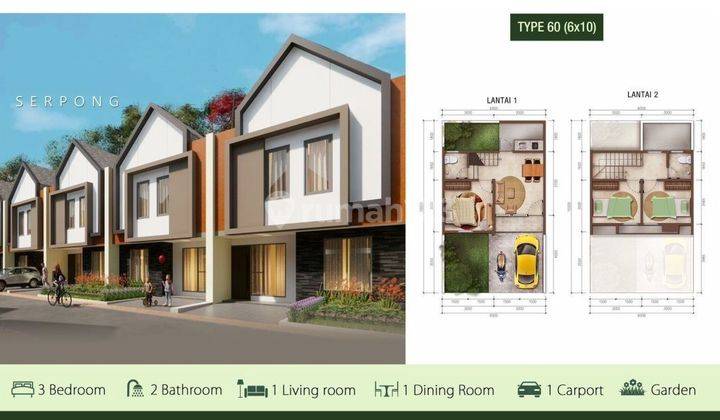 Rumah Serpong Dekat Taman Tekno, Stasiun Rawabuntu Free Dp Dan Biaya 2