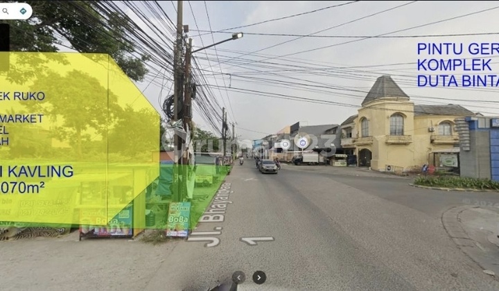 Kavling Tanah Cocok Utk Komersil Pinggir Jalan Sebrang Perumahan Duta Bintaro Dekat Alam Sutera