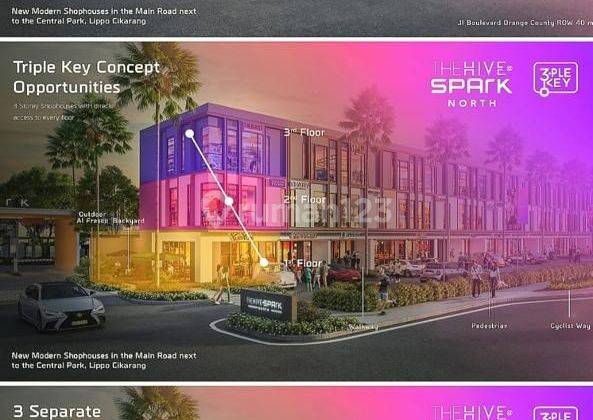 Dijual Ruko 3 Lantai The Hive Spark South Lokasi Startegis 5 Menit Aeon Deltamas 2