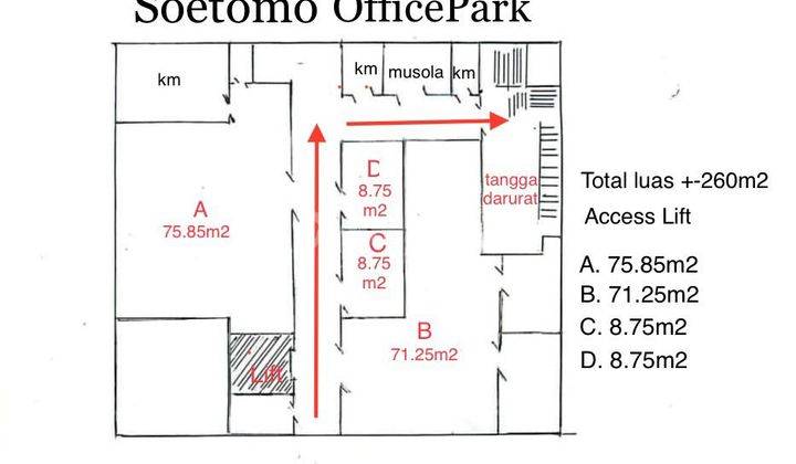 Disewakan Kantor Office Jalan Dr Soetomo Surabaya 1
