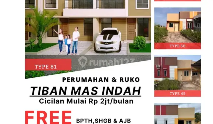*Di TIBAN MAS INDAH* 
Khusus Type 36/72 Sisa 2 unit Terakhir 

*Bayar Dp  Bisa Sambil Huni ~ Jika Rumah Ready*

❤️Cicil DP  24x s/d 40 bln
❤️Cicilan ringan mulai 2jt/bulan 
❤️Free AJB,  SHGB,  BPHTB 
❤️Dapat hadiah langsung tanpa di undi,  TV LED,  kulkas 1