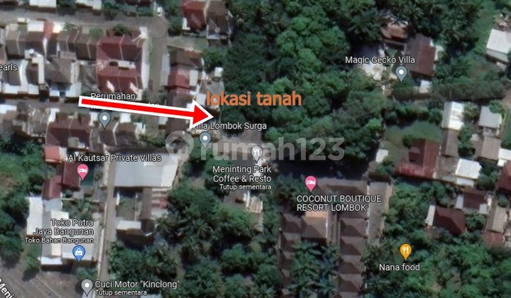 Tanah di Meninting Dekat Coconut Boutique Resort 4