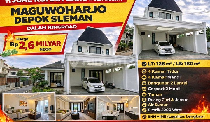 Rumah Baru Mewah Full Furnish - Dalam Ringroad!4 Kt + 4 Km | 2 Lantai | Maguwoharjo Depok Sleman 1