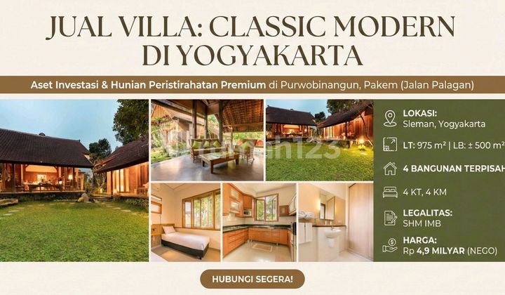 Turn-Key Business! Villa Etnik Modern (4 Unit Building) di Palagan. Lahan 975M². Potensi Market Staycation Tinggi! 1