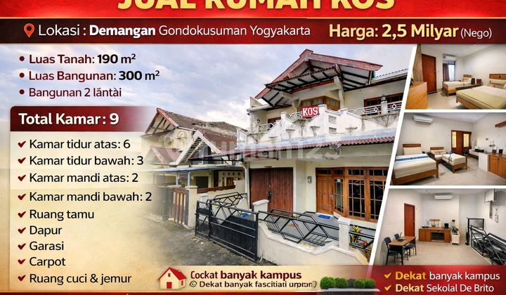 Dijual Rumah Kos 2 Lantai Strategis - Demangan Yogyakartalokasi Premium | Dekat Kampus & Pusat Bisnis | Cocok Hunian & Investasi 1