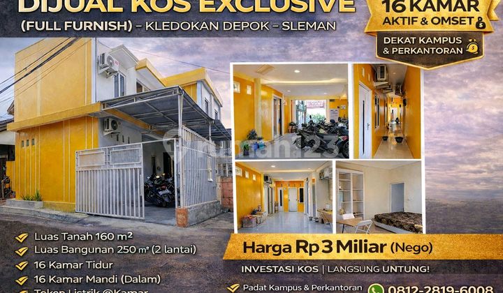 Dijual Kos Exclusive 16 Kamar - Kledokan Depok - Full Furnish 1