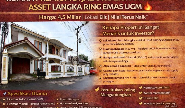 Premium House on Jalan Kaliurang Km 6 - Rare Golden Ring Asset of UGM 1