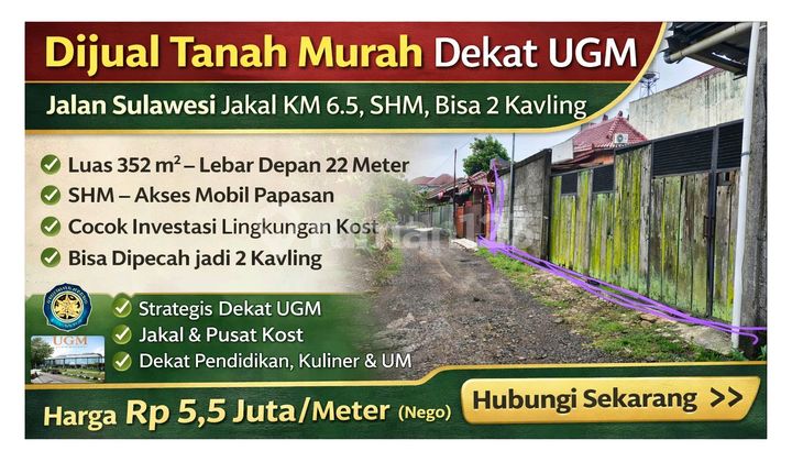 Dijual Tanah Murah Dekat Ugm - Jalan Sulawesi Jakal Km 6.5, SHM