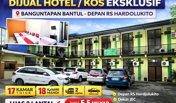 For Sale 17-Room Hotel/Lodging in Banguntapan Bantul - Opposite Hardjolukito Hospital, Suitable for Exclusive Boarding House 1