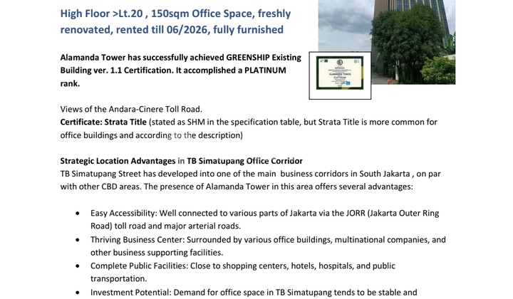 Office Space For Sale at Alamanda Tower