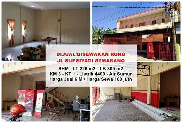 Dijual Disewakan Ruko Jalan Supriyadi Semarang Timur 1