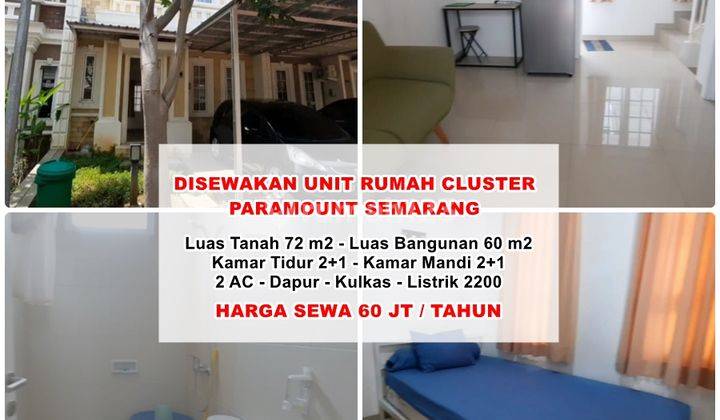 Disewakan Rumah Cluster Paramount Semarang Kota 1