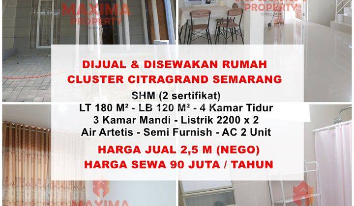 Dijual Disewakan Rumah Cluster Citragrand Tembalang Semarang 1